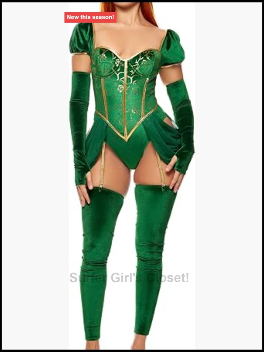 Princess Costume Bodysuit Garters Gloves Headband Halloween